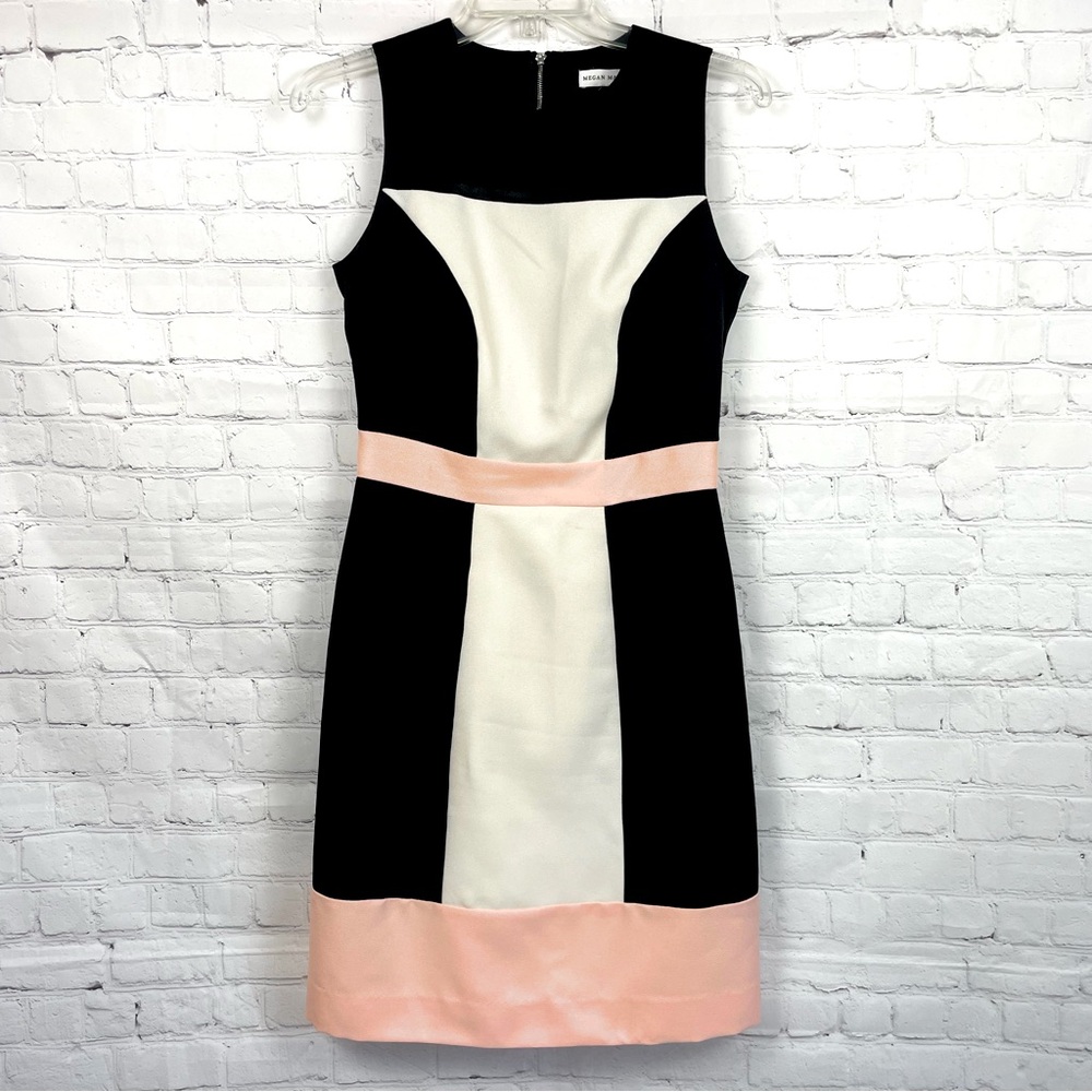 Megan Masters Black, White and Pink Color Block Dress Size 6